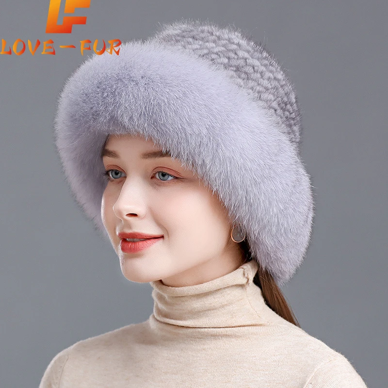 Top Trends: Hot Sell Winter Knitted 100% Natural Mink Fur And Fox Fur Hats Lady Fluffy Genuine Fox Fur Cap Women Luxurious Real Mink Fur Hat Shoppable Styles