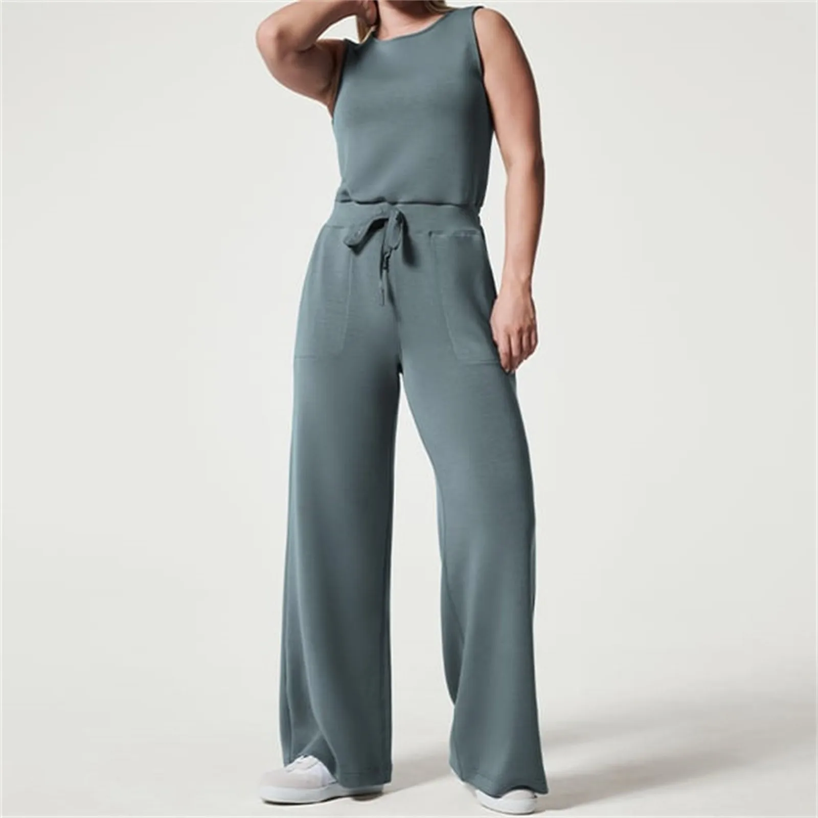 Top Trends: 2023 New Jumpsuits For Women Casual Air Essentials Jumpsuit Ladies Summer Sleeveless Jumpsuit With Pockets Belted Wide Leg Pant Shoppable Styles