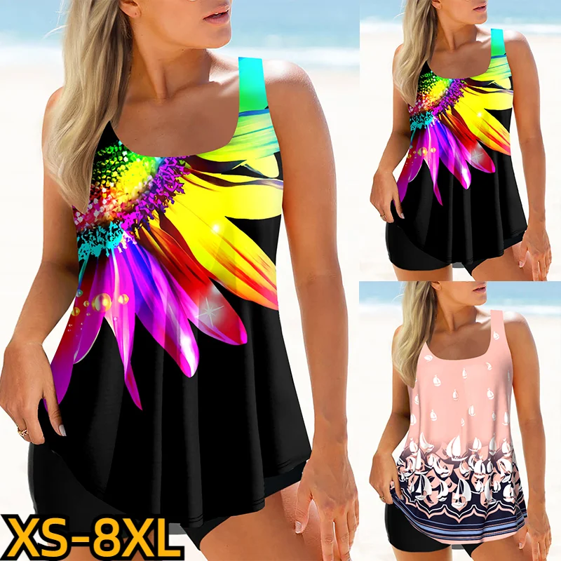 Top Trends: 2023 New Swimming Tankinis Set Beach Wear Women&#039;s Fashion Monokini Summer Two Piece Beach Swimwear 3D Print Tankinis XS-8XL Shoppable Styles