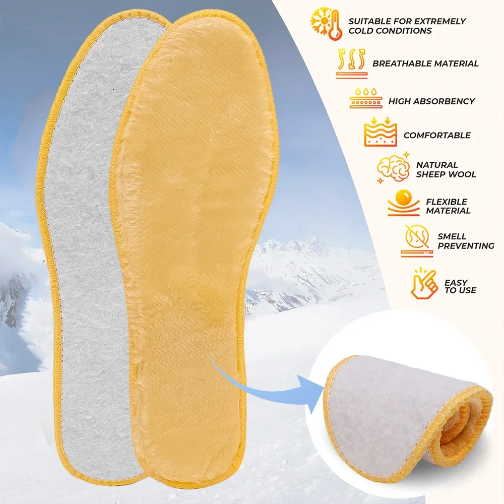 Top Trends: 4pcs Warm Heated Insoles Thermal Felt Insoles Thicken For Men Women Winter Shoes Breathable Snow Boot Imitation Rabbit Shoe Pads Shoppable Styles - Image 3