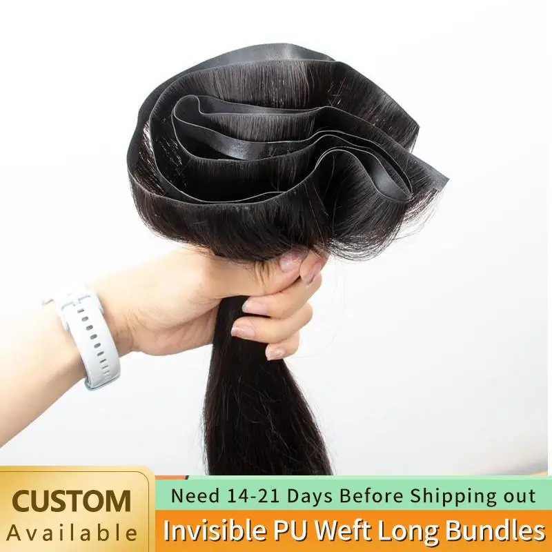 Top Trends: Long Tape PU Weft Human Hair Bundles Long Tapes Injected Flat Weft Seamless & Glueless Tape In Extensions 12-22”More Colors Shoppable Styles