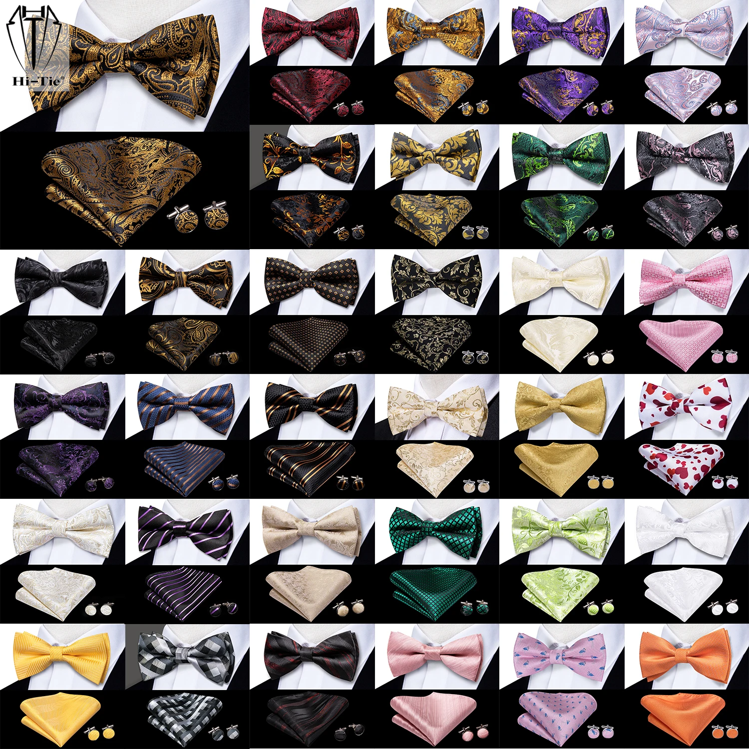 Top Trends: Dropshipping Jacquard Silk Mens Bow Tie Hanky Cufflinks Set Pre-tied Butterfly Knot Bowtie Wholesale For Male Wedding Business Shoppable Styles