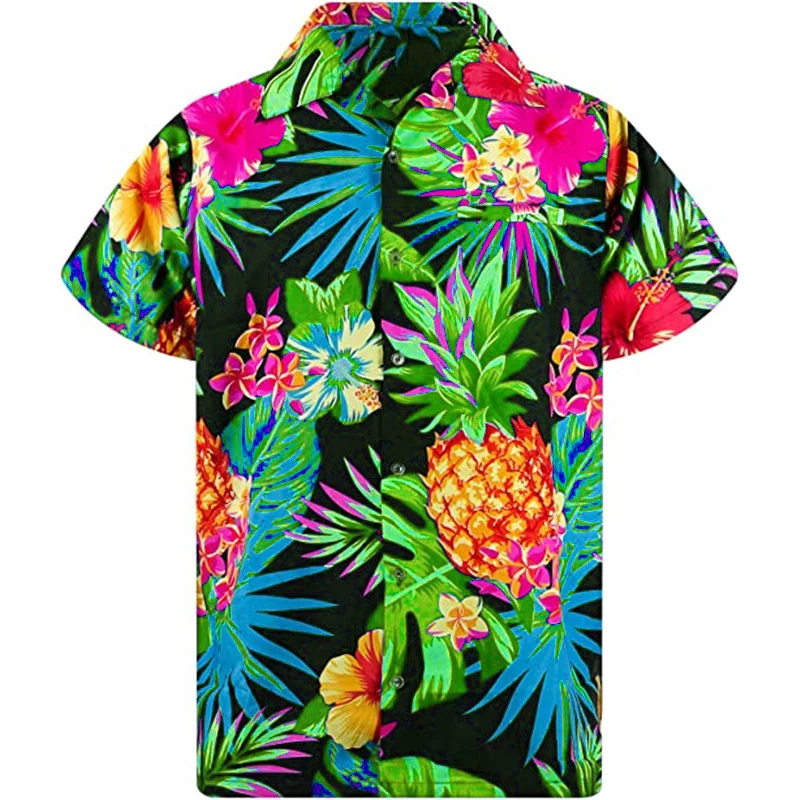 Top Trends: New Men Shirts 3d Pineapple Printed Short Sleeve Blouse Casual Oversized T-shirts Tops Hawaiian Shirts For Men Clothing Shoppable Styles