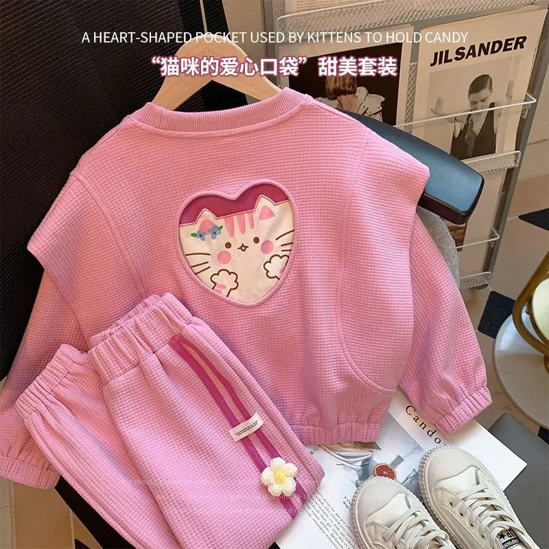 Top Trends: Girls&#039; Autumn Suit 2024 New Children And Teens&#039; Wear Loves And Cats Baby Girl Two-Piece Suit Shoppable Styles