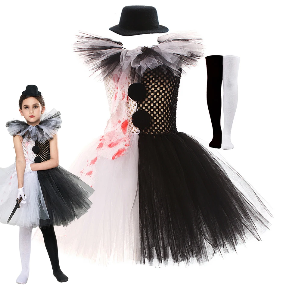 Top Trends: Halloween Girl Cosplay Costume Evil Joker Tutu Girl Carnival Performance Outfits Thriller Dress Up Children Halloween Clothes Shoppable Styles