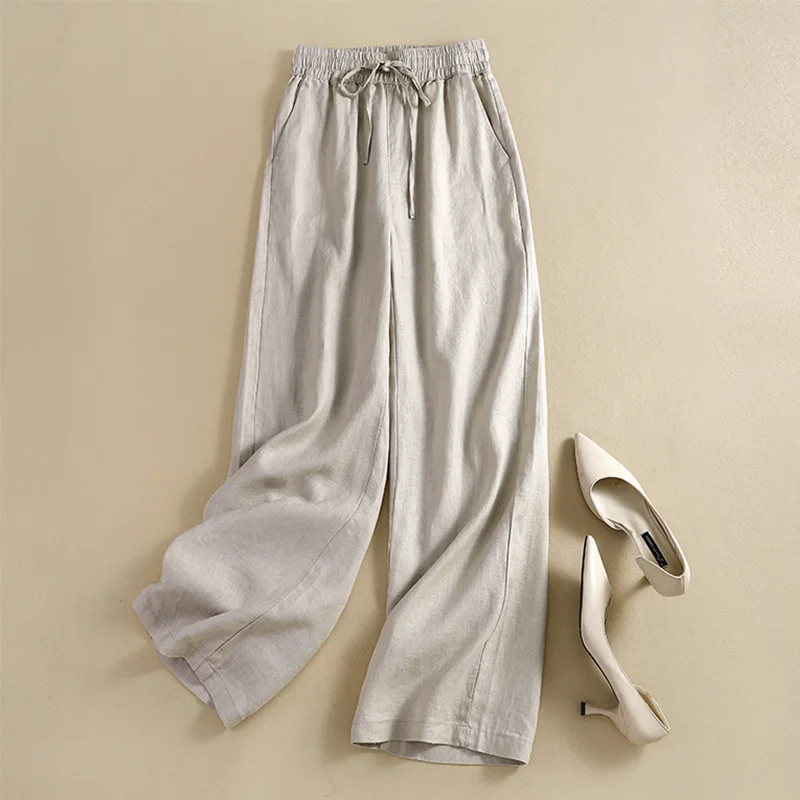 Top Trends: Summer Women's Clothing Trousers Slim Cotton Hemp Female Clothing Large Breathable And Cool Linen Thin Loose Wide Leg Pants Shoppable Styles - Image 2