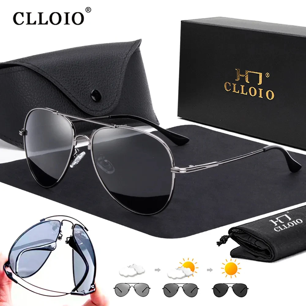 Top Trends: CLLOIO Titanium Alloy Polarized Sunglasses Men Women Fashion Photochromic Sun Glasses Chameleon Anti-glare Driving Oculos De Sol Shoppable Styles