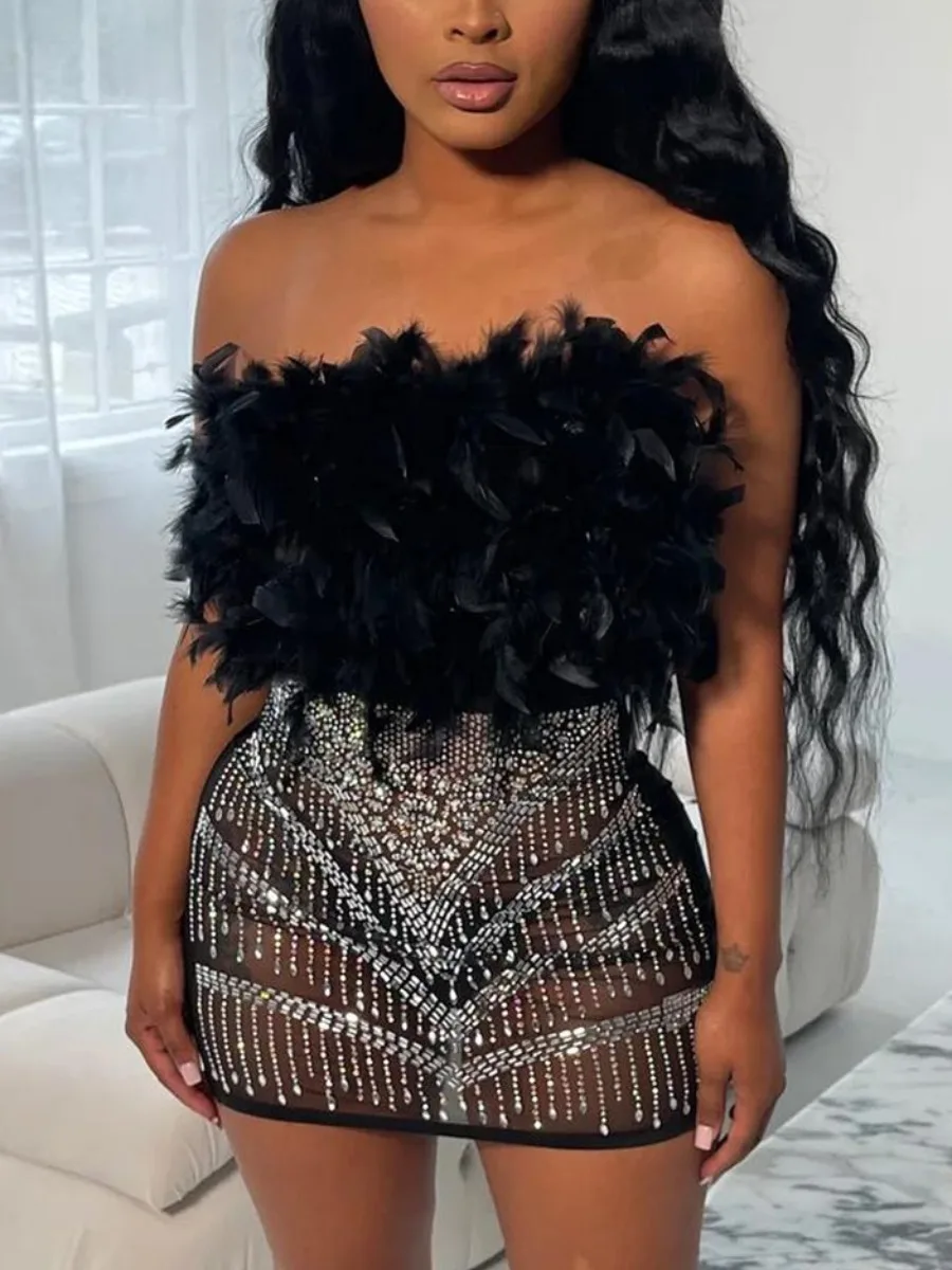 Top Trends: LW Plus Size Party Dress Off The Shoulder See Through Rhinestone Decor Dress Prom Corset Dress Evening Wedding Sexy Mini Dresses Shoppable Styles