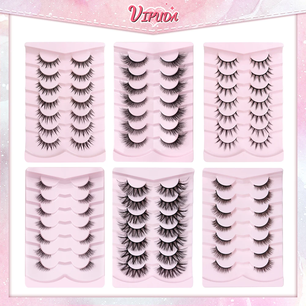 Top Trends: Vipuda 7pairs Cat Eye Lashes Faux Mink Eyelashes Natural False Eyelashes Wispy Fluffy Eyelash Extension Makeup Half Lashes Tool Shoppable Styles