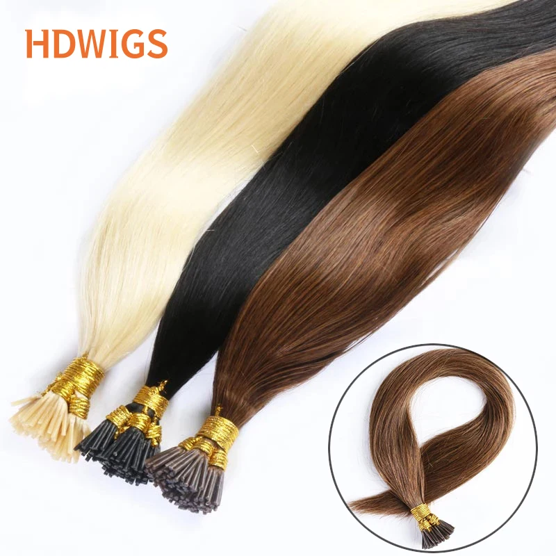 Top Trends: Straight I Tip Remy Hair Extensions HDWIGS Fusion Hair Extension 0.8g / pc 1g / pc 50pcs Keratin Capsule Natural Hair Extension 613 Shoppable Styles