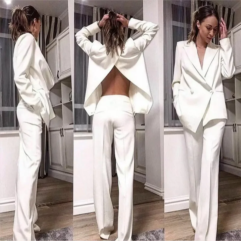 Top Trends: White Women Suits Back Split Work Party Wear For Ladies Loose Fit Business Tuxedos Guest Wedding Prom Party Ogstuff Shoppable Styles