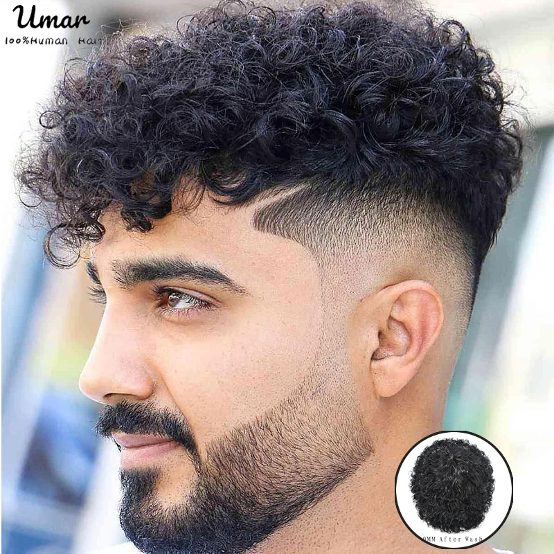 Top Trends: 20mm Durable Mono Curly Hair System Unit Deep Curly Toupee For Men For Black Men Male Hair Prosthesis Wigs For Men Shoppable Styles