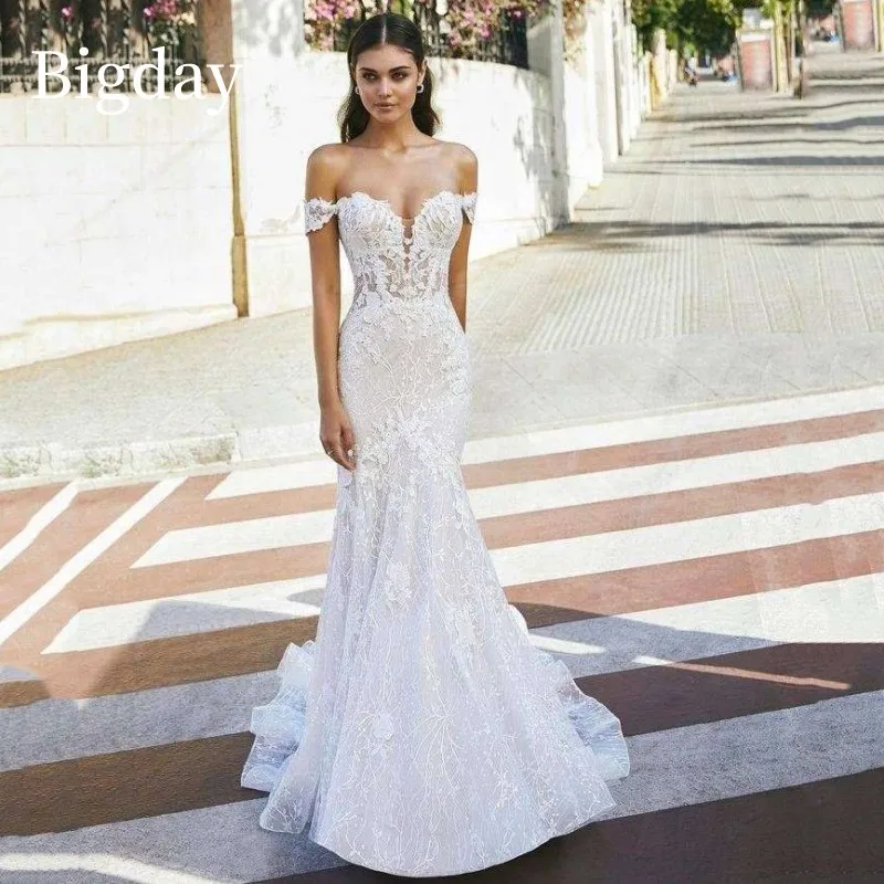 Top Trends: Elegant Mermaid Wedding Dresses Women Sweetheart White Open Back Lace Off The Shoulder Bridal Gown Sweep Train Vestidos De Novia Shoppable Styles