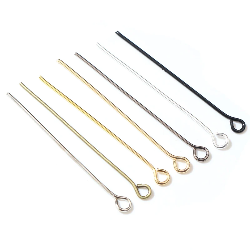 Top Trends: 200pcs / bag 16 20 25 30 35 40 45 50mm Eye Head Pins Classic 7 Colors Plated Eye Pins For Jewelry Findings Making DIY Supplies Shoppable Styles