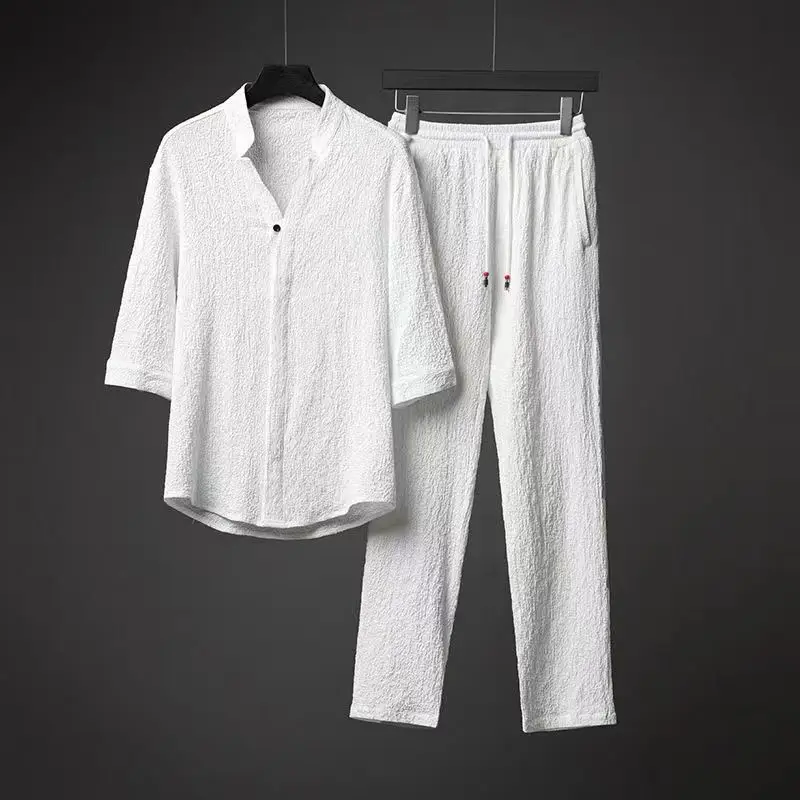 Top Trends: 2023 Summer New Style Men Fashion Casual Solid Color T-shirt Suit Mens Two-piece Set 5xl Shoppable Styles