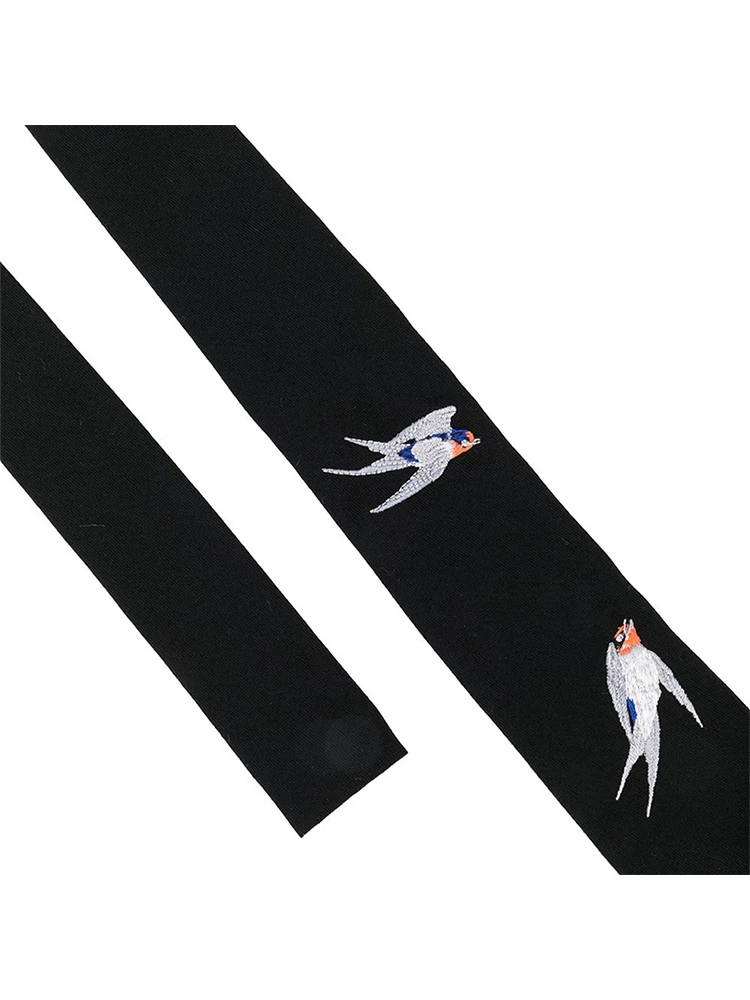 Top Trends: Y3 Flying Swallow Embroidery Yohji Tie Clothing Accessory Unisex Dark Style Yohji Yamamoto Tie For Y3 Man Yohji Ties For Mens Shoppable Styles - Image 5