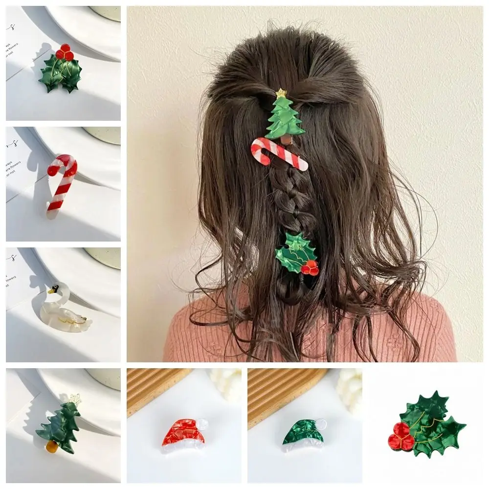 Top Trends: Christmas Tree Christmas Hat Acetate Hair Claw Creative Swan Acetic Acid Shark Clip Shoppable Styles - Image 5