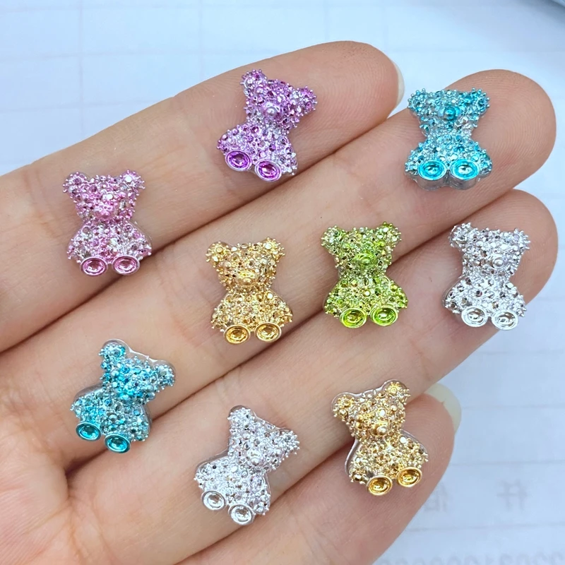 Top Trends: 50pcs Cute New Resin Mini 3D Colorful Small Bear Nail Rhinestones Gems Glitter Nail Art Jewelry Manicure Nail Art Decorations Shoppable Styles