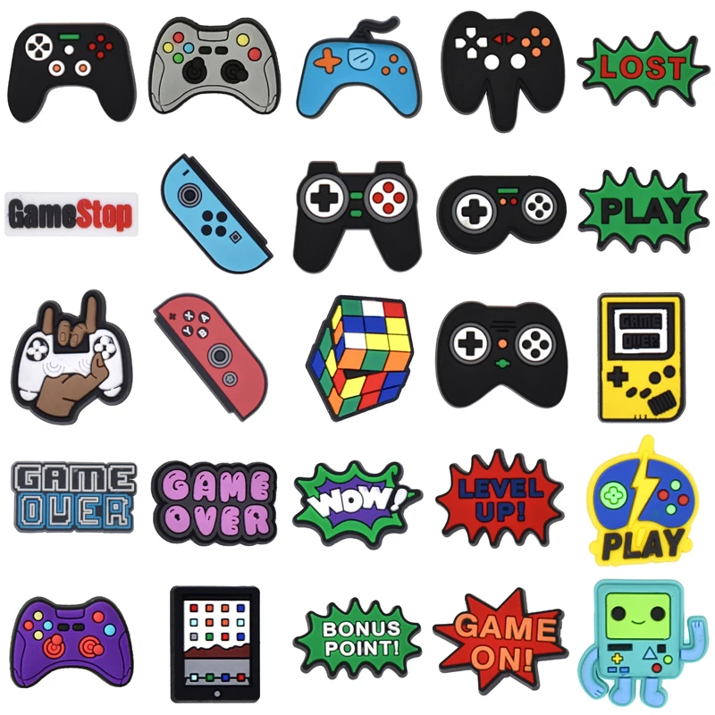 Top Trends: Unisex 1pcs PVC Gamepad Game Over For Croc Charms Electricity Garden Shoe Accessories Decorations DIY Wristbands Kids Gifts Shoppable Styles