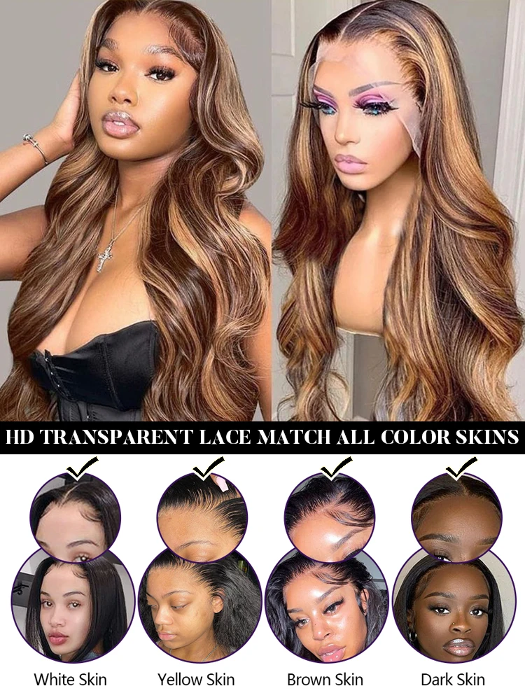 Top Trends: Highlight Wig Human Hair Body Wave Lace Frontal Wigs Colored 13x4 Lace Frontal Wig P4 / 27 Ombre Honey Blond Lace Front Human Hair Shoppable Styles - Image 5