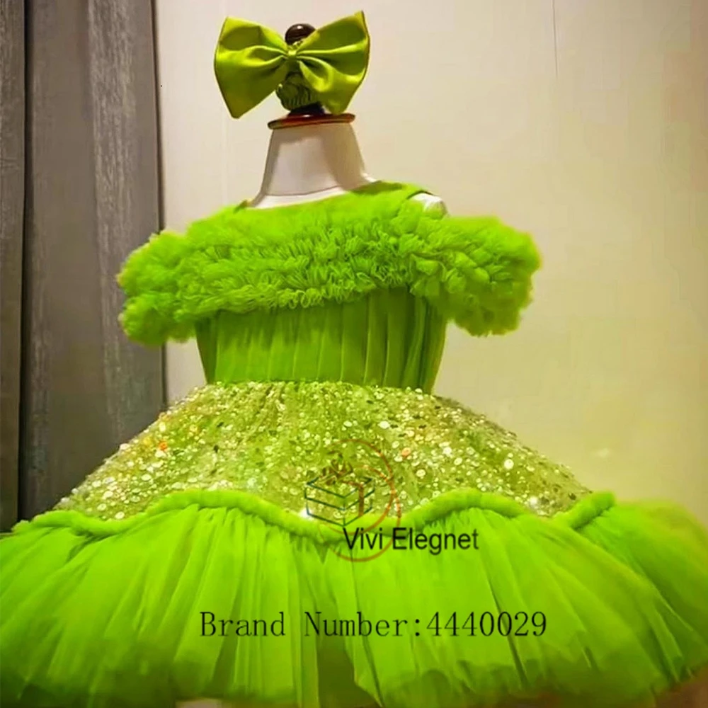 Top Trends: Elegant Green Real Picture Flower Girl Dresses For Women 2023 New Tiered Sequined Wedding Party Gowns Sleeveless فساتين اطفال لل Shoppable Styles