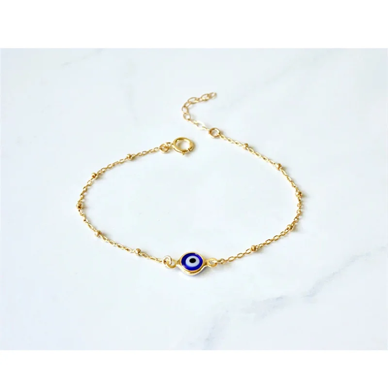 Top Trends: Simple Design Turkish Evil Eye Charm Bracelet For Women Boho Lucky Gold Color Copper Chain Adjustable Bracelet Summer Jewelry Shoppable Styles