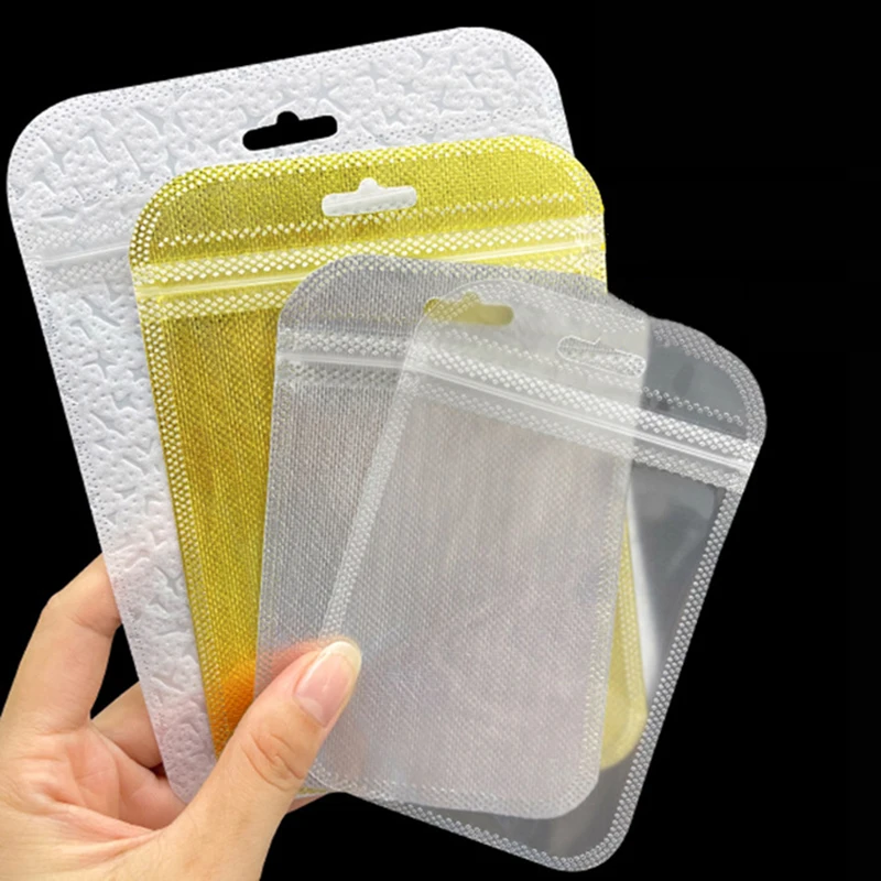 Top Trends: 50pcs / lot Transparent Self Sealing OPP Bags Thicken Plastic Storage Pouchs For Jewelry Retail Display Packaging Hang Hole Bags Shoppable Styles