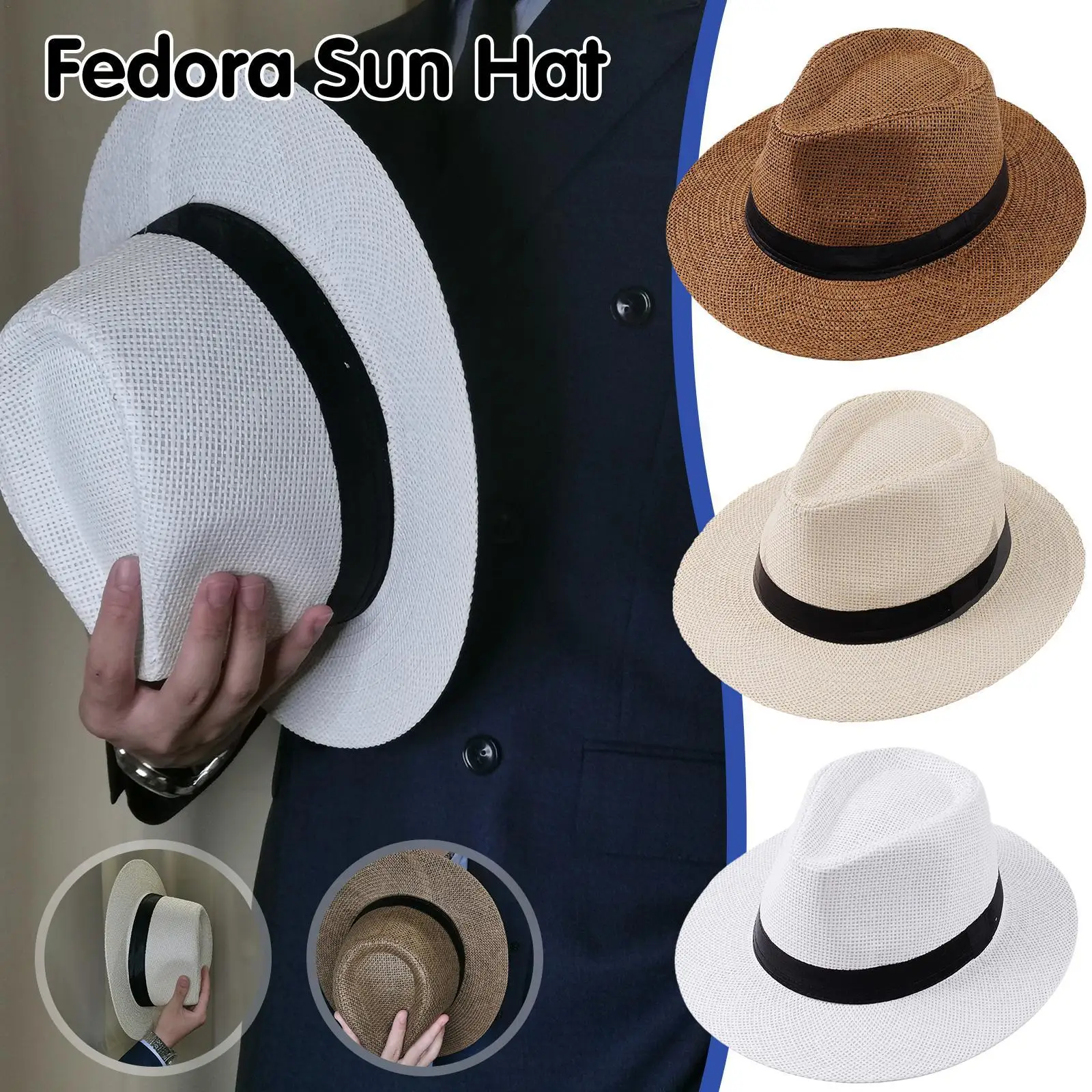 Top Trends: New Natural Panama Straw Hat Unisex Women Men Fashion Summer Casual Trendy Beach Sun Jazz Hat Wide Brim UV Protection Cap Shoppable Styles