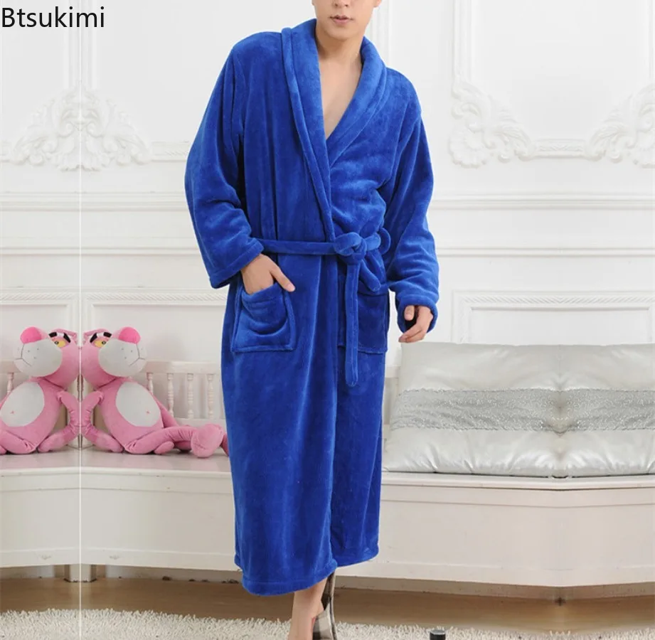 Top Trends: 2024 Autumn Winter Couple Flannel Robes Sleepwear Thickened Coral Fleece Warm Nightdress Nightwear Loose Home Dress Lounge Wear Shoppable Styles