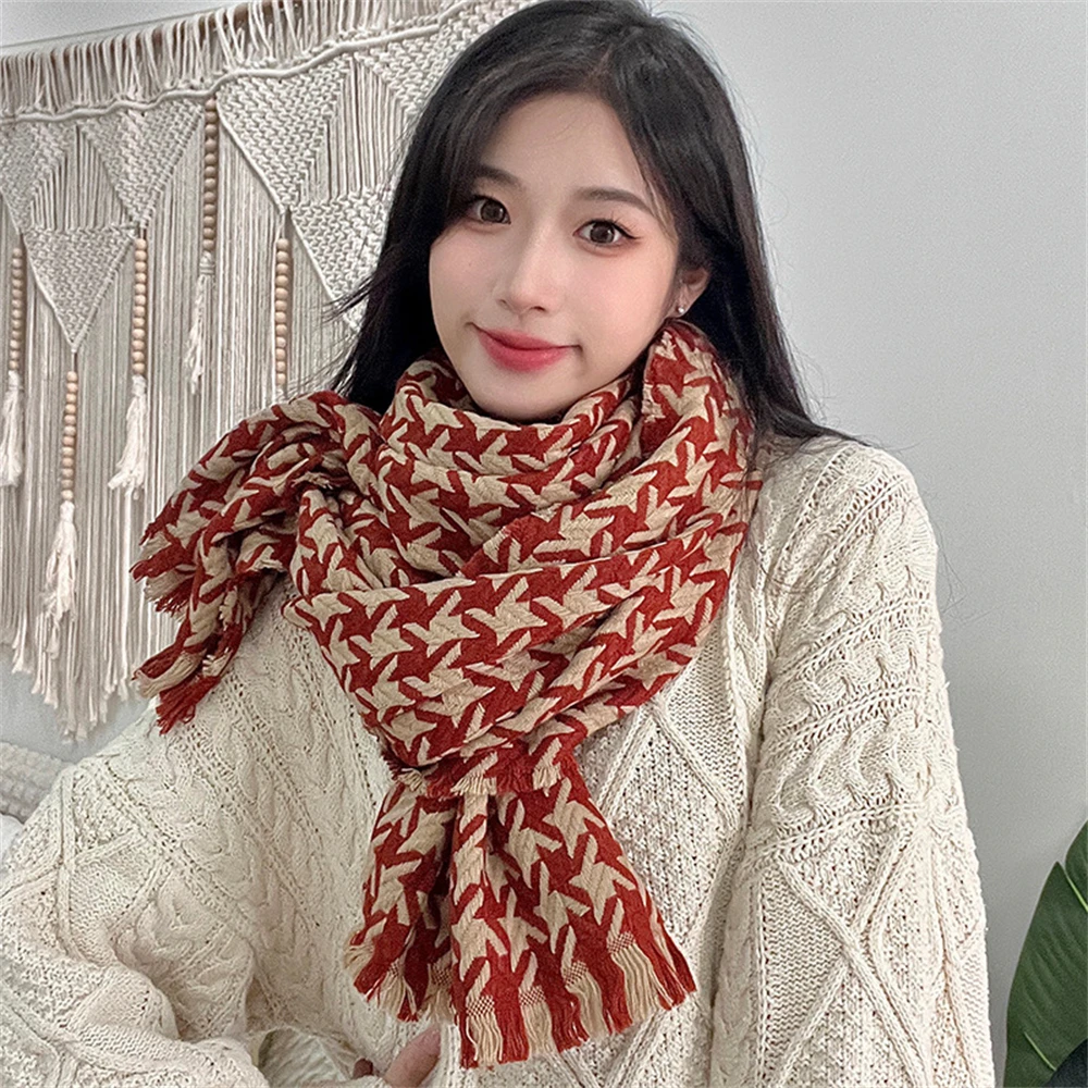 Top Trends: Winter Women With Imitation Cashmere Shawl Dual-use Autumn Warm Hand-woven Cloud Houndstooth Scarf Neck CN024 Shoppable Styles