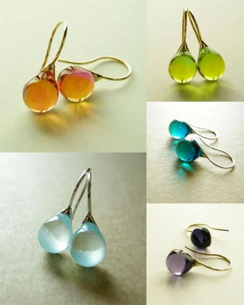 Top Trends: New Nine Colors Water Drop Earrings With Faux And Semi Precious Stones Women Fashion Hook Gold And Silver Silver Earrings Shoppable Styles