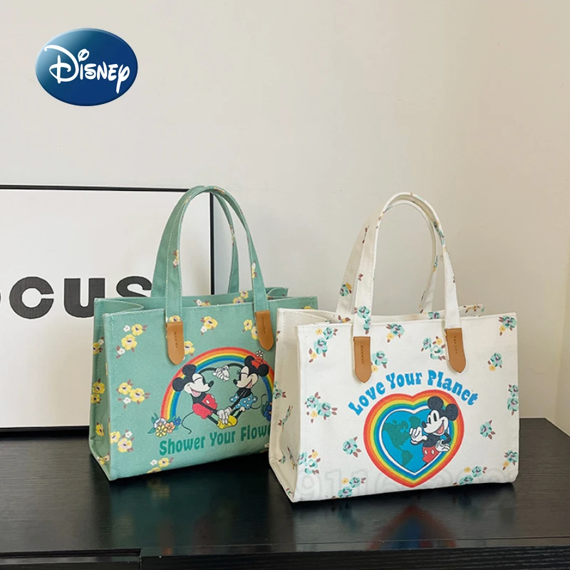 Top Trends: Disney Mickey New Mini Women&#039;s Handbag Cartoon Women&#039;s Bag Large Capacity Canvas Bag Fashion Trend Shopping Storage Bag Shoppable Styles