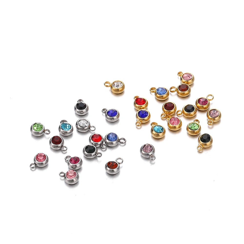 Top Trends: 20pcs 6mm Stainless Steel Rhinestone Beads Gold Color Crystal Charms Pendants For DIY Necklace Bracelet Jewelry Making Charm Shoppable Styles