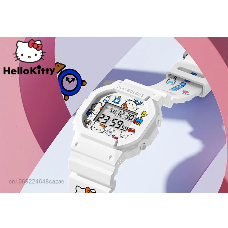 Top Trends: Sanrio Hello Kitty Cute Luminous Electronic Watch Girls Kawaii Chic Couple Square Waterproof Sports Student Watch Y2K Fashion Shoppable Styles