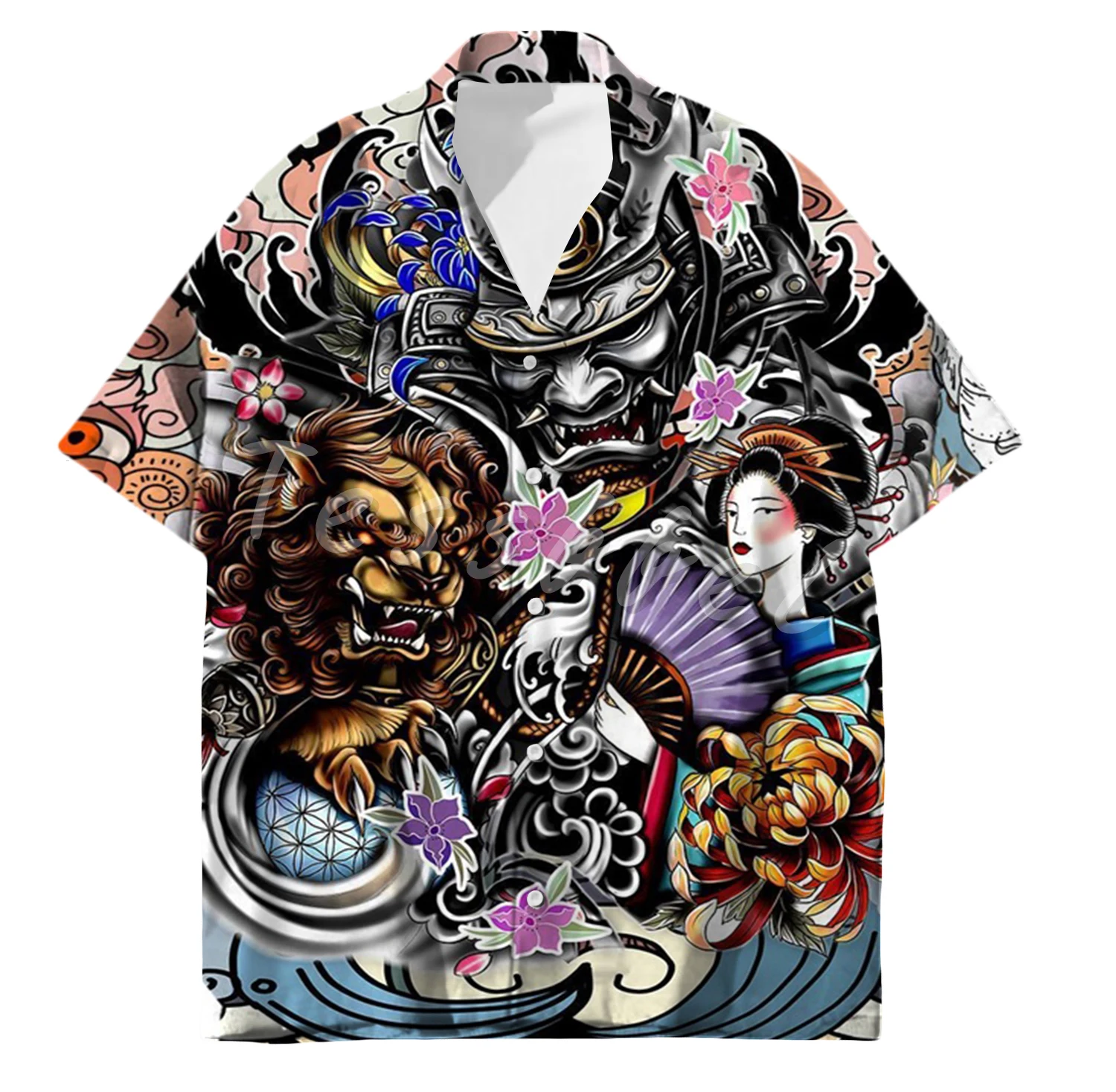 Top Trends: Japanese Tattoo Tessffel Samurai Hawaiian Men's Shirt Classic 3d Printing Large Size Shirts For Men Japan Harajuku Male Camisa Shoppable Styles - Image 5