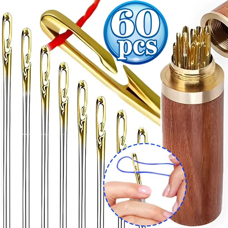 Top Trends: 12 / 60PCS Sewing Needles Multi-size Side Opening Stainless Steel Darning Sewing Household Hand Tools Sewing Tools And Accessoires Shoppable Styles