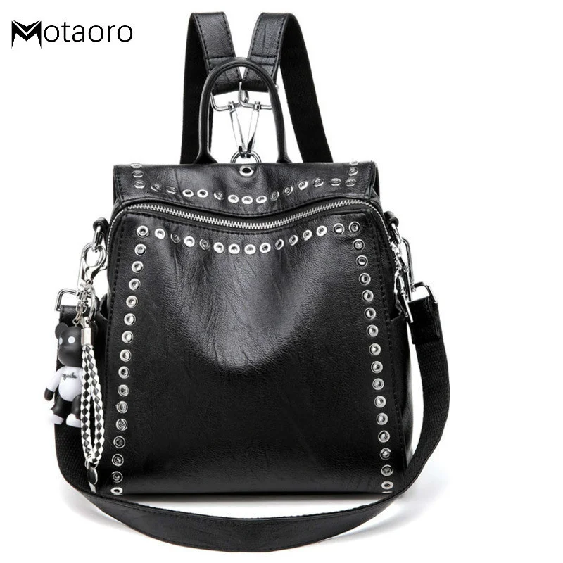 Top Trends: New Women Leather Backpack Rivet School Bags For Teenage Girls Fashion Female Bagpack Schoolbag Sac Feminina Mochila Backpacks Shoppable Styles