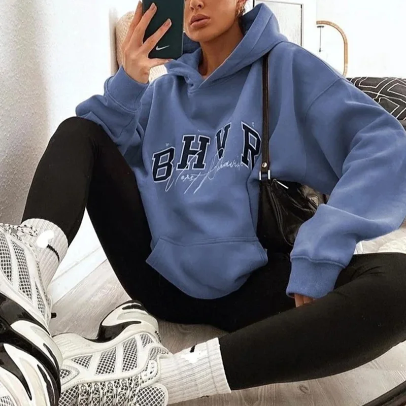 Top Trends: Women Casual Hoodie BHVR Game Letter Printing Plus Velvet Warm Long Sleeve Streetwear Sweater In Autumn Winter Grunge Oversized Shoppable Styles