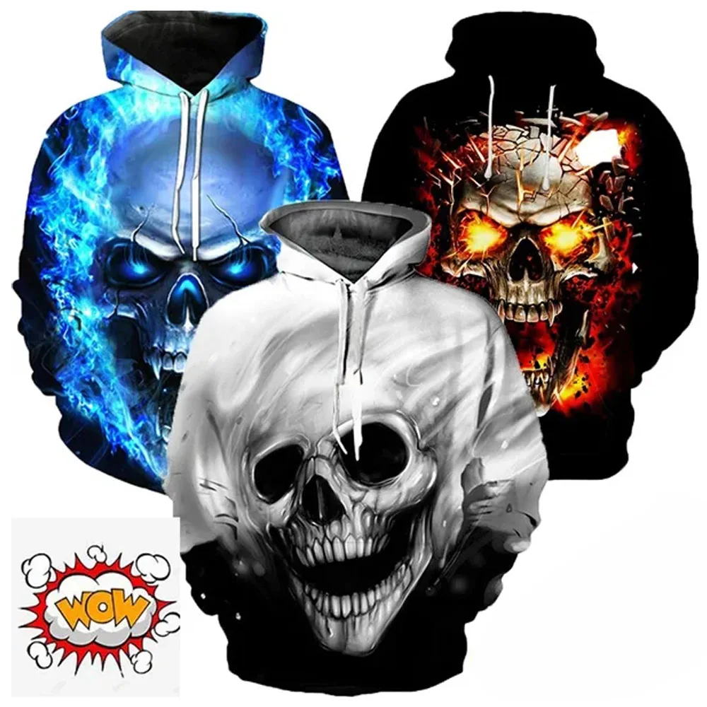 Top Trends: Unisex Fashion Causal Nylon Hooded Sweatshirts Popular 3D Printed Hoodie Loose Pullover Long Sleeve Shirt Cool Skull Hoodie 6XL Shoppable Styles