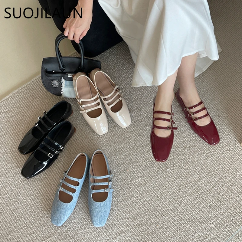 Top Trends: SUOJIALUN 2023 Autumn Women Flat Shoes Fashion Round Toe Shallow Ladies Elegant Flat Mary Jane Shoes Outdoor Dress Ballet Shoes Shoppable Styles