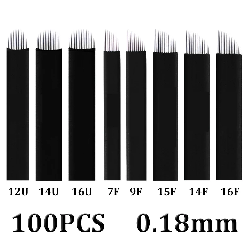 Top Trends: 100pcs 0.18mm Lamina Tebori Flex Microblading 12 14 16 18 U Shape Tattoo Needles For Permanente Makeup Eyebrow Blades Manual Pen Shoppable Styles