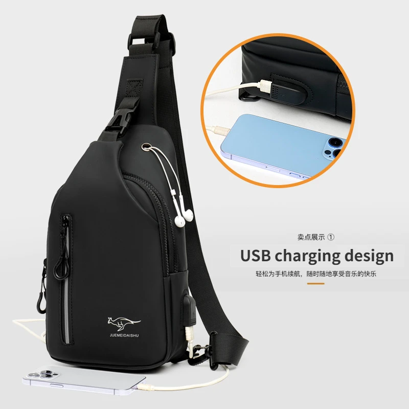 Top Trends: New Men's Shoulder Bag Men's Outdoor Sports Chest Bag USB Charging Casual Crossbody Bag Waterproof Large Capacity Messenger Bag Shoppable Styles