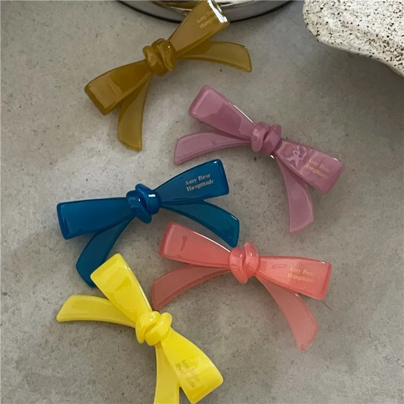 Top Trends: Sweet Bowknot Hair Clip Acetate Hair Clip Korean Jelly Color Hairpin For Women Girls Clips Hairgrip Fashion Hair Accessories Shoppable Styles