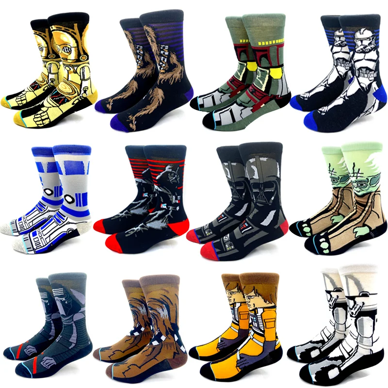 Top Trends: 2023 New Autumn Winter Movie Hip Hop Men Socks Master Yoda R2-D2 Cosplay Socks Wookiee Jedi Knight Novelty Women's Socks 37-45 Shoppable Styles