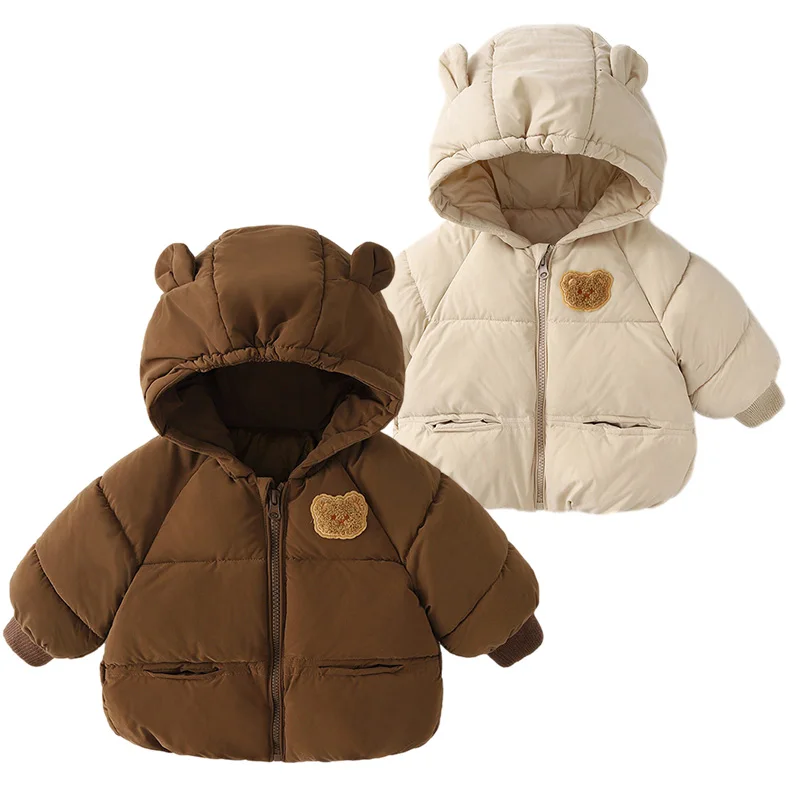 Top Trends: Cartoon Bear Baby Winter Coat Thicken Cotton Jacket For Boys Girls Clothes Kids Hooded Top Snow Outerwear Korean Costume 1-6T Shoppable Styles