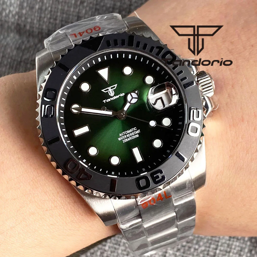 Top Trends: Tandorio Blue / Green / Red Sunburst Dial NH35A 40mm 200M Automatic Diving Men's Watch Sapphire Glass Rotating Ceramic / Alloy Bezel Shoppable Styles - Image 4