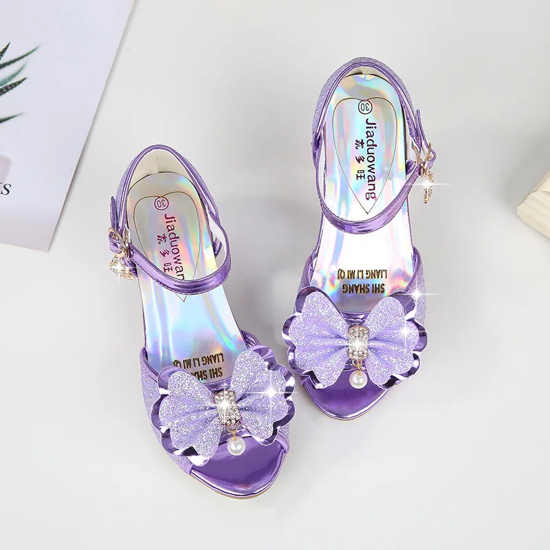 Top Trends: Princess Girls Party Shoes Children Sandals Colorful Sequins High Heels Shoes Girls Sandals Peep Toe Summer Kids Shoes Size36-38 Shoppable Styles