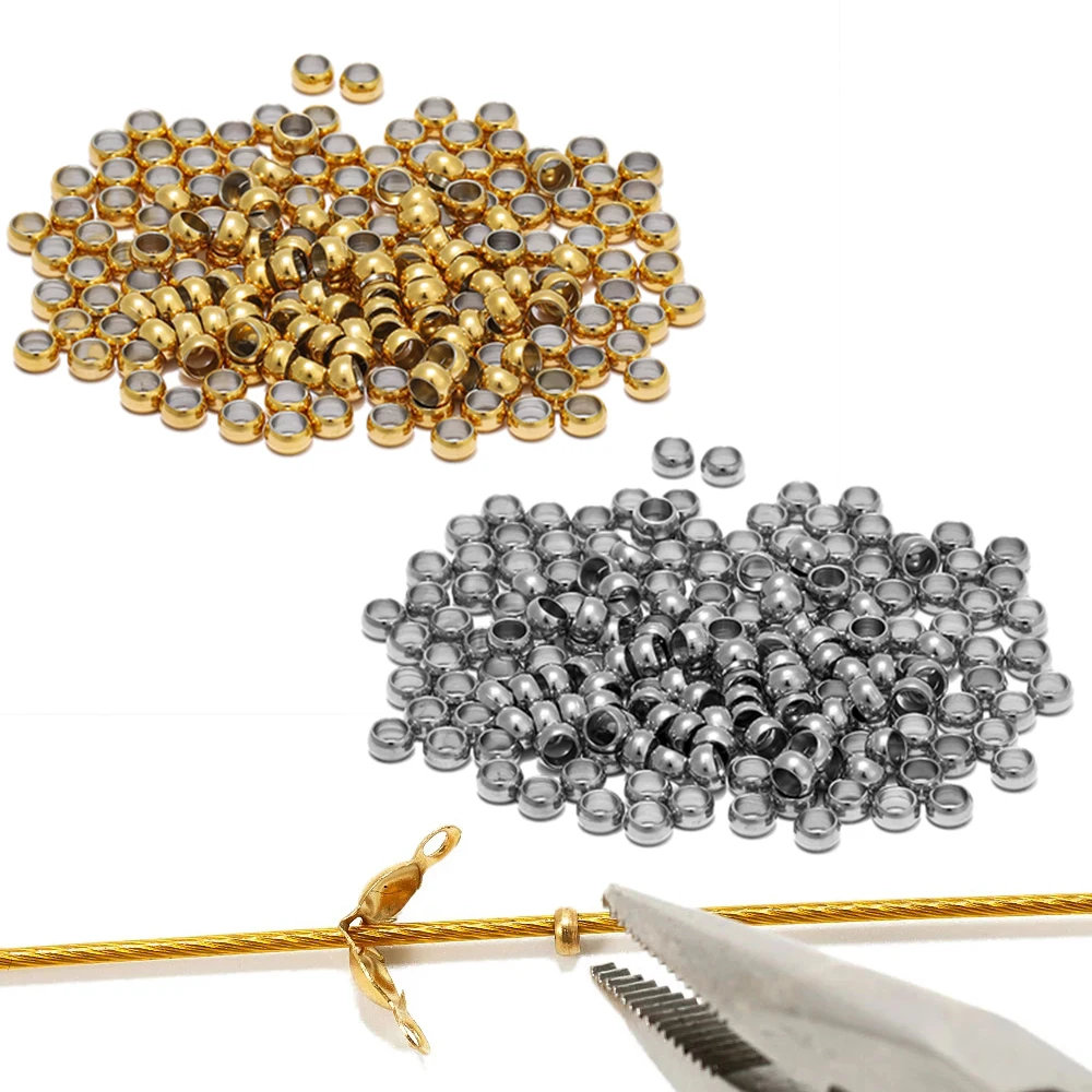 Top Trends: 100pcs Stainless Steel Ball Crimp End Beads Dia1.5 / 2 / 2.5 / 3 / 3.5 / 4mm Stopper Spacer Beads For Diy Jewelry Making Findings Supplies Shoppable Styles