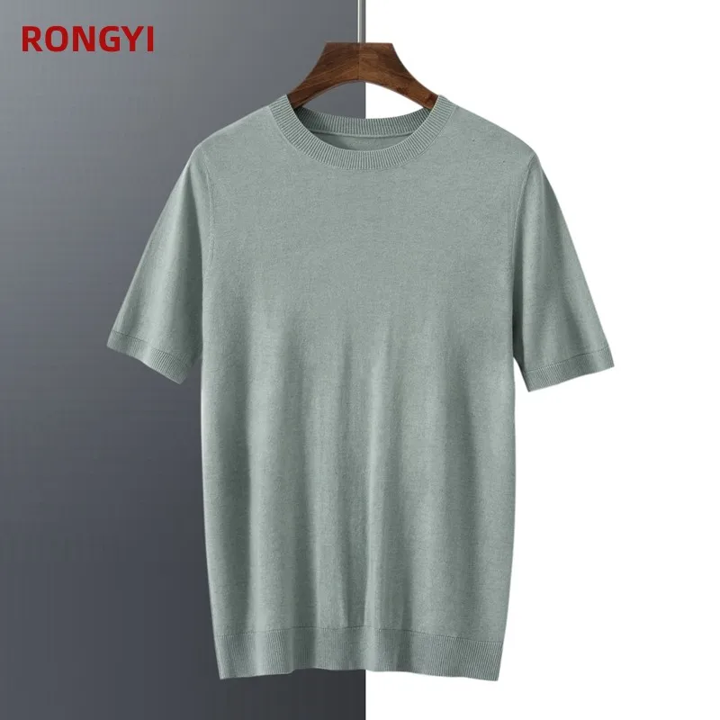 Top Trends: RONGYI 85% Mulberry Silk Short Sleeve T-Shirt Men&#039;s Summer Round Neck Ice Silk Half Sleeve 15% Cashmere Bottoming Shirt Thin Shoppable Styles