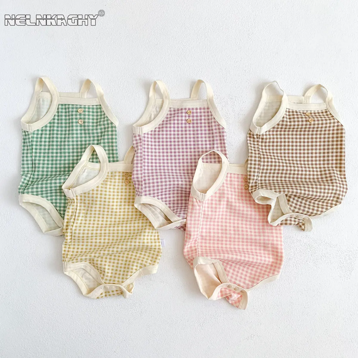 Top Trends: Summer Newborn Baby Girls Sleeveless Sling Plaid Outfits Cotton Soft Jumpsuits Infant Kids Casual Clothing Bodysuits Shoppable Styles